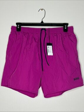 BOSS Women's Bright Magenta Athletic Drawstring Shorts